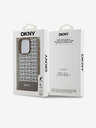 DKNY PU kožený zadný kryt MagSafe s opakovaným vzorom spodného pruhu pre iPhone 12/12 Pro hnedý DKNY