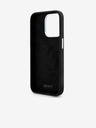 DKNY Tekutý silikón Strieborné kovové logo Magsafe zadný kryt pre iPhone 15 Pro čierny DKNY