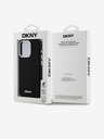 DKNY Tekutý silikón Strieborné kovové logo Magsafe zadný kryt pre iPhone 15 Pro čierny DKNY