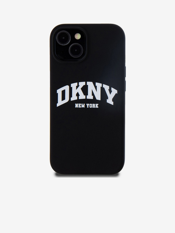 DKNY Tekutý silikónový zadný kryt MagSafe s oblúkovým logom pre iPhone 14 čierny DKNY