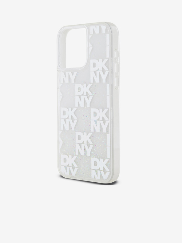 DKNY Liquid Glitter Checkered Pattern Zadný kryt pre iPhone 15 Pro Max Transparent DKNY