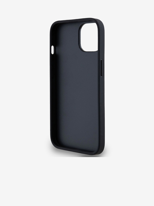 DKNY PU kožený károvaný zadný kryt so vzorom a pruhmi pre iPhone 13 čierny DKNY