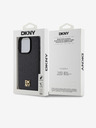 DKNY PU kožený zadný kryt Repeat Pattern Stack Logo Magsafe pre iPhone 13 Pro Black DKNY