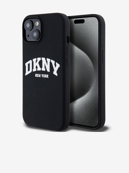 DKNY Liquid Silicone Arch Logo MagSafe zadný kryt pre iPhone 15 Black DKNY