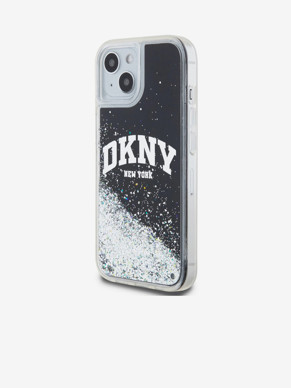 DKNY Liquid Glitter Arch Logo Zadný kryt pre iPhone 15 Black DKNY
