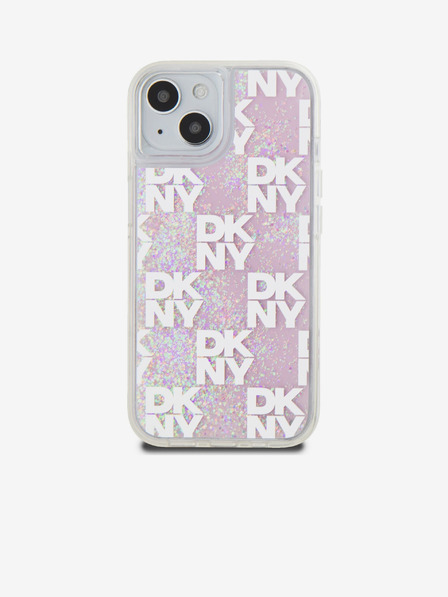 DKNY Liquid Glitter Checkered Pattern Zadný kryt pre iPhone 15 Pink DKNY