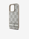 DKNY PU kožený zadný kryt so šachovnicovým vzorom a pruhmi pre iPhone 12/12 Pro béžový DKNY