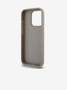 DKNY PU kožený zadný kryt so šachovnicovým vzorom a pruhmi pre iPhone 12/12 Pro béžový DKNY