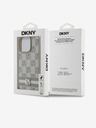DKNY PU kožený zadný kryt so šachovnicovým vzorom a pruhmi pre iPhone 12/12 Pro béžový DKNY