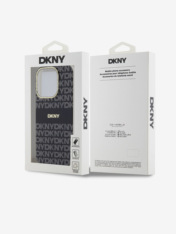 DKNY Zadný kryt PC/TPU Repeat Pattern Tonal Stripe Magsafe pre iPhone 15 Pro Black DKNY