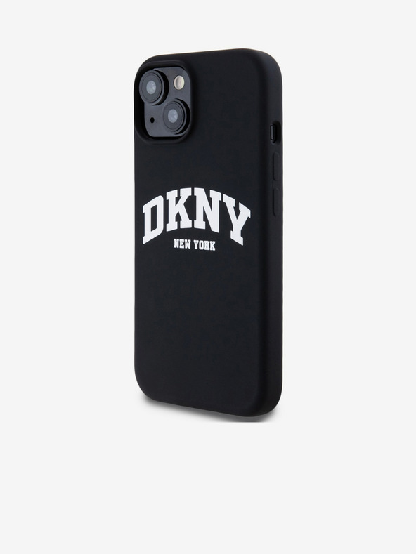 DKNY Tekutý silikónový zadný kryt MagSafe s oblúkovým logom pre iPhone 13 čierny DKNY