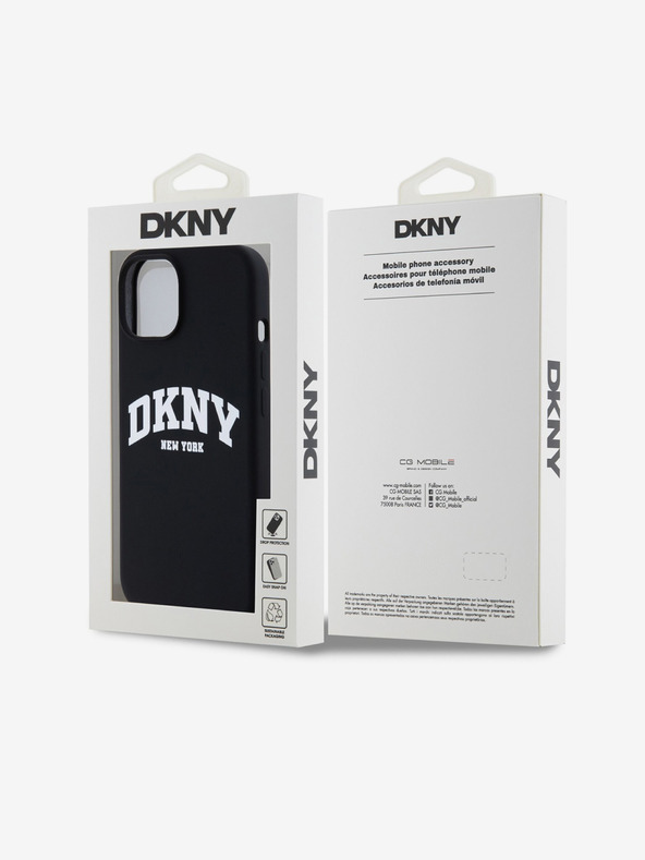 DKNY Tekutý silikónový zadný kryt MagSafe s oblúkovým logom pre iPhone 13 čierny DKNY