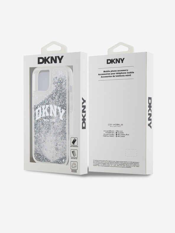 DKNY Liquid Glitter Arch Logo Zadný kryt pre iPhone 14 Transparent DKNY