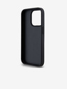 DKNY PU kožený zadný kryt s károvaným vzorom a pruhmi pre iPhone 13 Pro Max Black DKNY