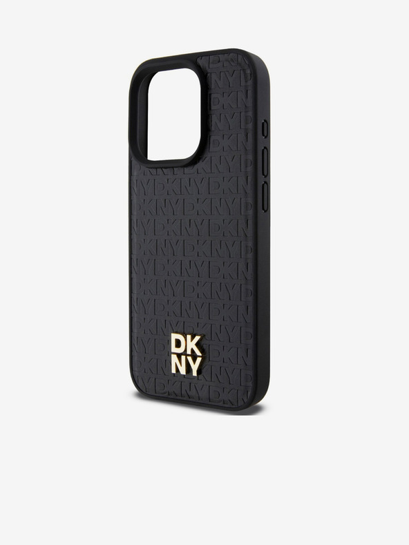 DKNY PU kožený zadný kryt s opakovaným vzorom Magsafe pre iPhone 14 Pro Max Black DKNY