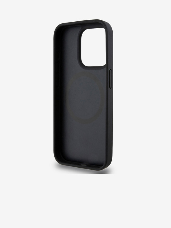 DKNY PU kožený zadný kryt s opakovaným vzorom Magsafe pre iPhone 14 Pro Max Black DKNY
