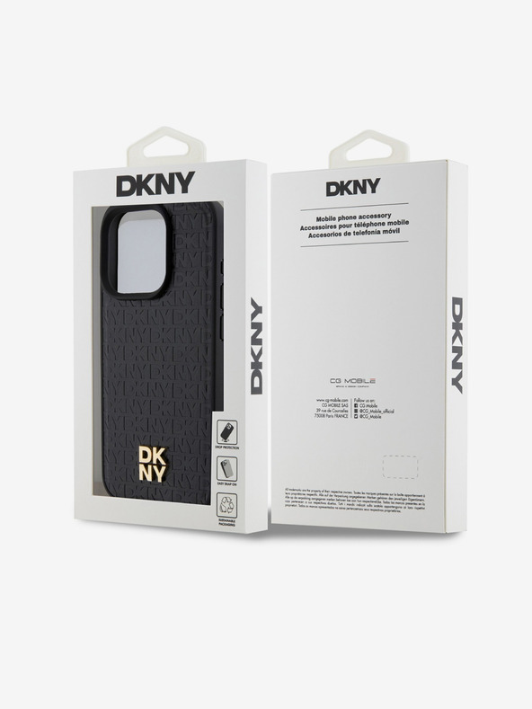 DKNY PU kožený zadný kryt s opakovaným vzorom Magsafe pre iPhone 14 Pro Max Black DKNY
