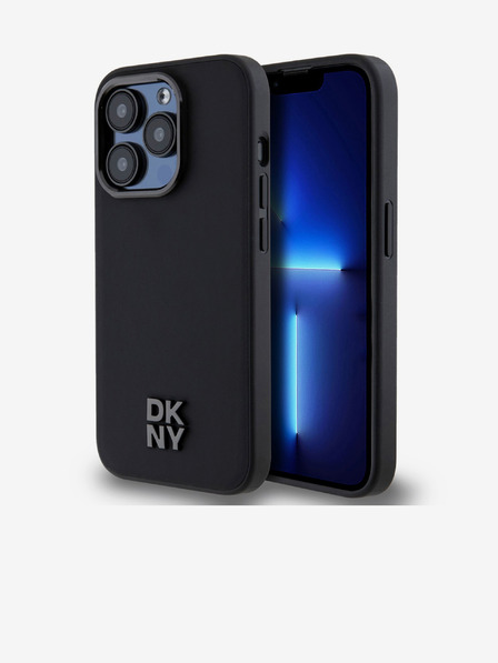 DKNY PU kožený zadný kryt s logom Magsafe pre iPhone 15 Pro čierny DKNY