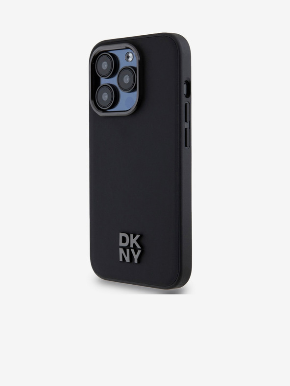 DKNY PU kožený zadný kryt s logom Magsafe pre iPhone 15 Pro čierny DKNY