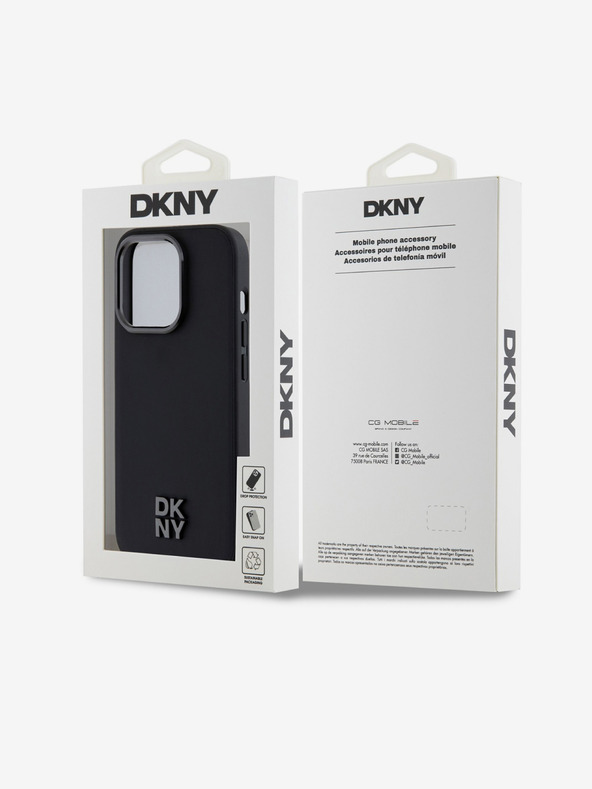 DKNY PU kožený zadný kryt s logom Magsafe pre iPhone 15 Pro čierny DKNY