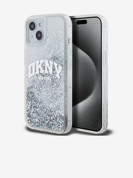 DKNY Liquid Glitter Arch Logo Zadný kryt pre iPhone 15 Transparent DKNY