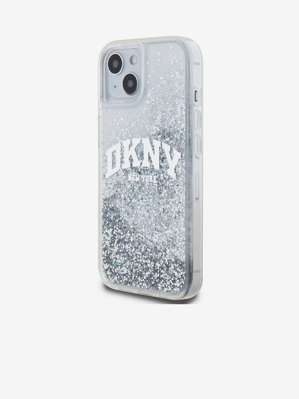 DKNY Liquid Glitter Arch Logo Zadný kryt pre iPhone 15 Transparent DKNY
