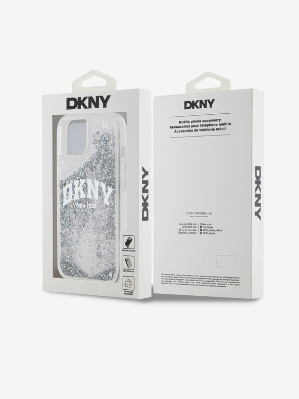 DKNY Liquid Glitter Arch Logo Zadný kryt pre iPhone 15 Transparent DKNY