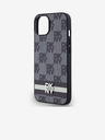 DKNY PU kožený zadný kryt so šachovnicovým vzorom a pruhmi pre iPhone 14 čierny DKNY