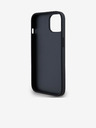 DKNY PU kožený zadný kryt so šachovnicovým vzorom a pruhmi pre iPhone 14 čierny DKNY