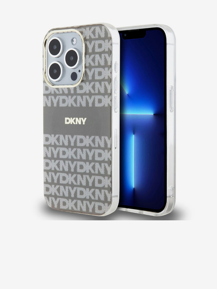 DKNY Zadný kryt PC/TPU Repeat Pattern Tonal Stripe Magsafe pre iPhone 15 Pro Beige DKNY
