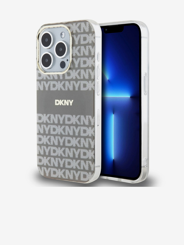 DKNY Zadný kryt PC/TPU Repeat Pattern Tonal Stripe Magsafe pre iPhone 15 Pro Beige DKNY