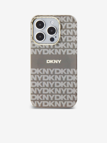 DKNY Zadný kryt PC/TPU Repeat Pattern Tonal Stripe Magsafe pre iPhone 15 Pro Beige DKNY