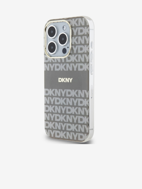 DKNY Zadný kryt PC/TPU Repeat Pattern Tonal Stripe Magsafe pre iPhone 15 Pro Beige DKNY
