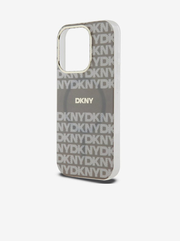DKNY Zadný kryt PC/TPU Repeat Pattern Tonal Stripe Magsafe pre iPhone 15 Pro Beige DKNY