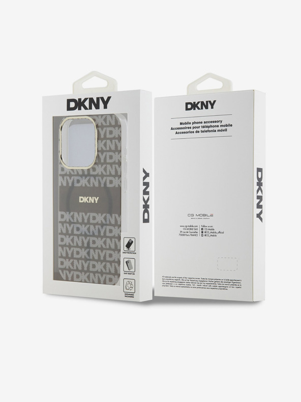 DKNY Zadný kryt PC/TPU Repeat Pattern Tonal Stripe Magsafe pre iPhone 15 Pro Beige DKNY