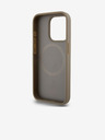 DKNY PU kožený zadný kryt Repeat Pattern Bottom Stripe MagSafe pre iPhone 15 Pro Brown DKNY