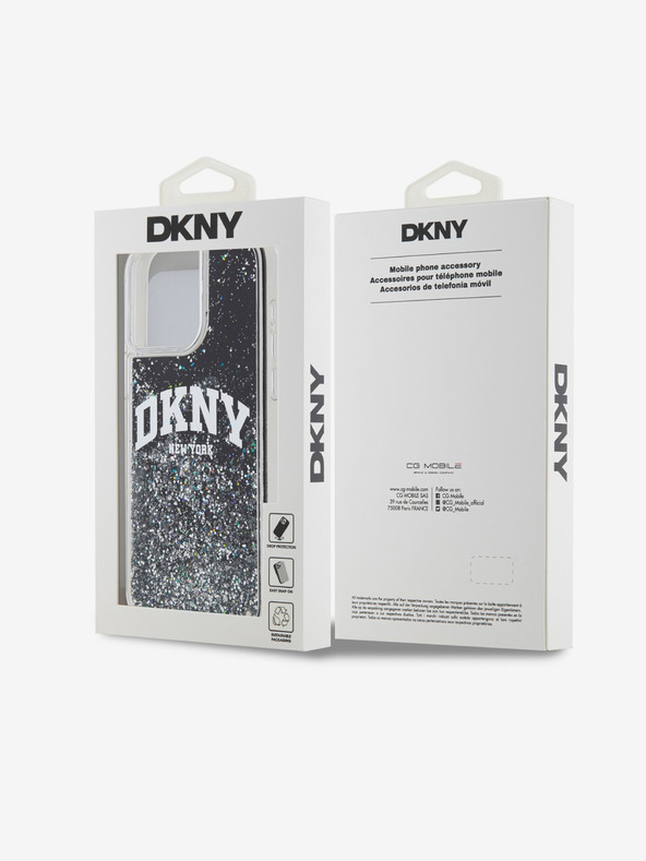 DKNY Tekutý lesklý zadný kryt Arch Logo pre iPhone 13 Pro čierny DKNY