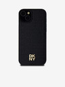 DKNY PU kožený zadný kryt Repeat Pattern Stack Logo Magsafe pre iPhone 15 Plus Black DKNY