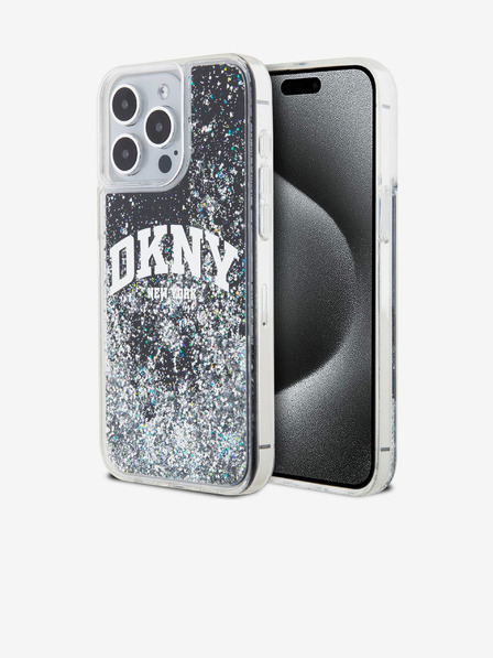 DKNY Liquid Glitter Arch Logo Zadný kryt pre iPhone 14 Pro Black DKNY