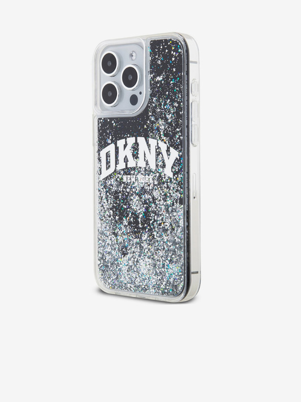 DKNY Liquid Glitter Arch Logo Zadný kryt pre iPhone 14 Pro Black DKNY