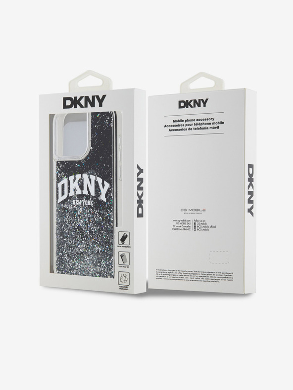 DKNY Liquid Glitter Arch Logo Zadný kryt pre iPhone 14 Pro Black DKNY