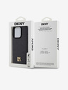 DKNY PU kožený zadný kryt s opakujúcim sa vzorom Stack Logo Magsafe pre iPhone 15 Pro Max Black DKNY