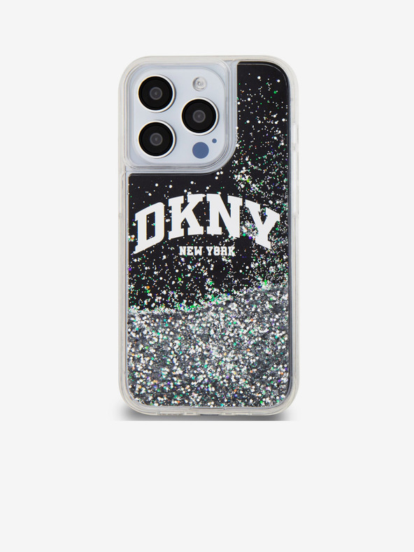 DKNY Liquid Glitter Arch Logo Zadný kryt pre iPhone 15 Pro Black DKNY