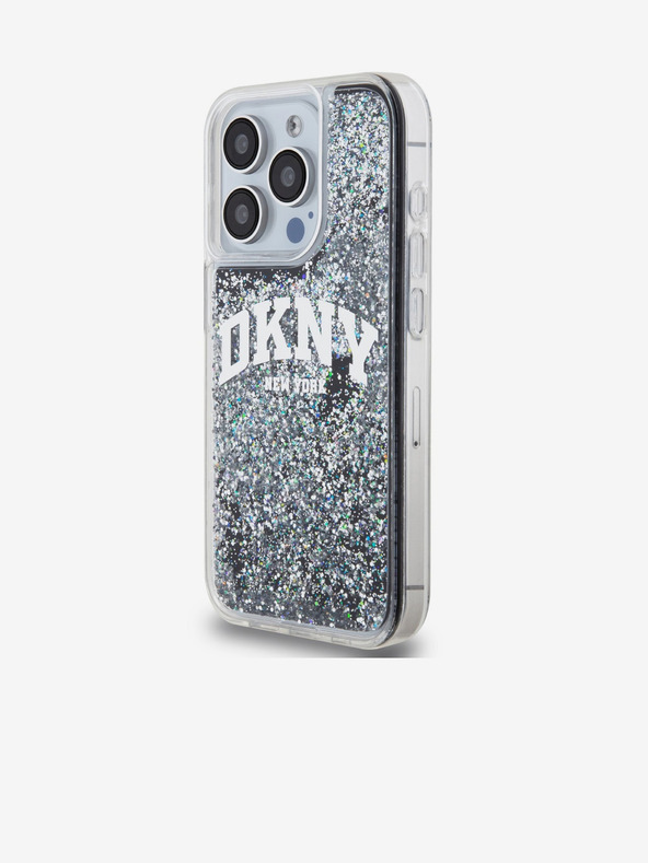 DKNY Liquid Glitter Arch Logo Zadný kryt pre iPhone 15 Pro Black DKNY