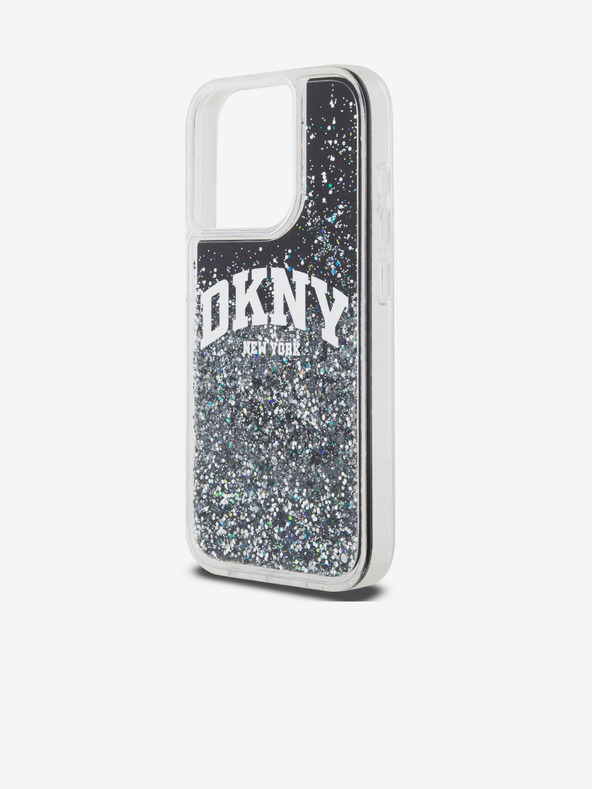 DKNY Liquid Glitter Arch Logo Zadný kryt pre iPhone 15 Pro Black DKNY