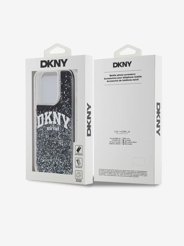 DKNY Liquid Glitter Arch Logo Zadný kryt pre iPhone 15 Pro Black DKNY