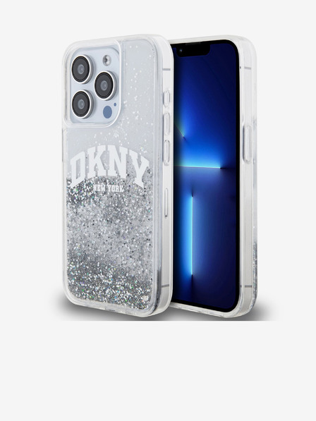 DKNY Liquid Glitter Arch Logo Zadný kryt pre iPhone 15 Pro Transparent DKNY