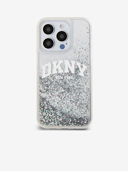DKNY Liquid Glitter Arch Logo Zadný kryt pre iPhone 15 Pro Transparent DKNY