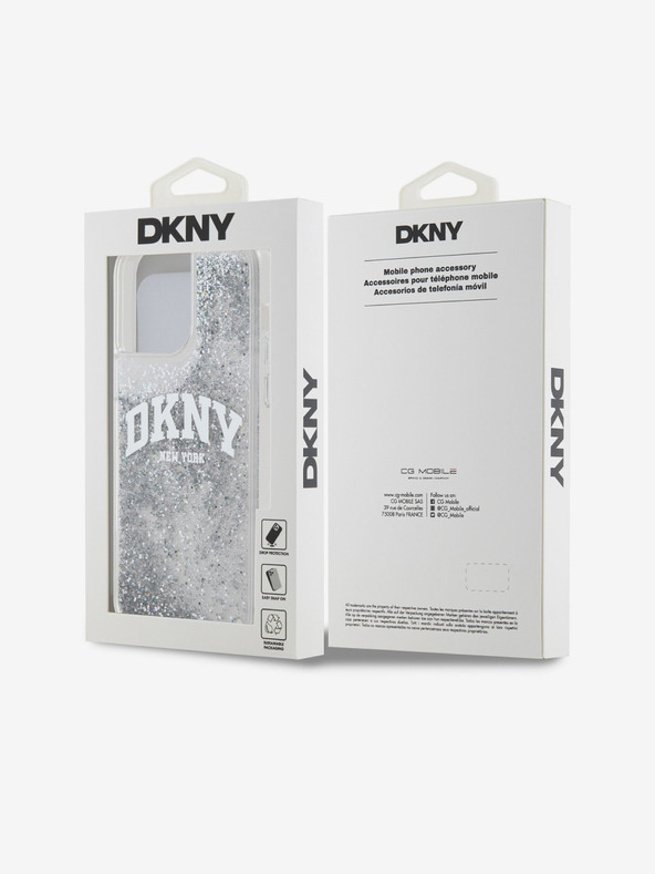 DKNY Liquid Glitter Arch Logo Zadný kryt pre iPhone 15 Pro Max Transparent DKNY