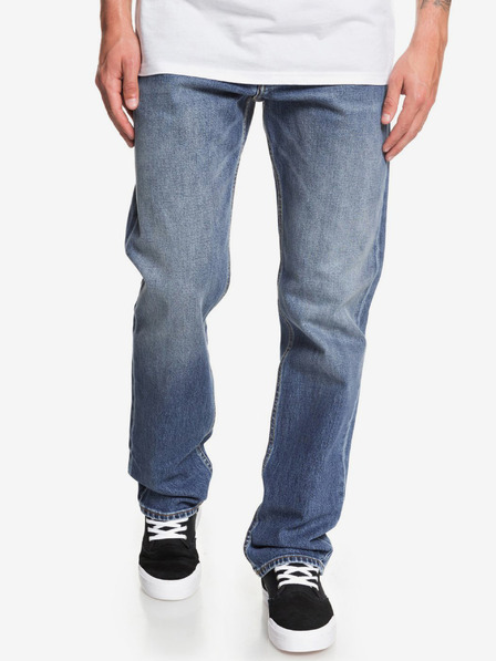 Quiksilver Modré pánske džínsy rovného strihu s vyšívaným efektom Quiksilver